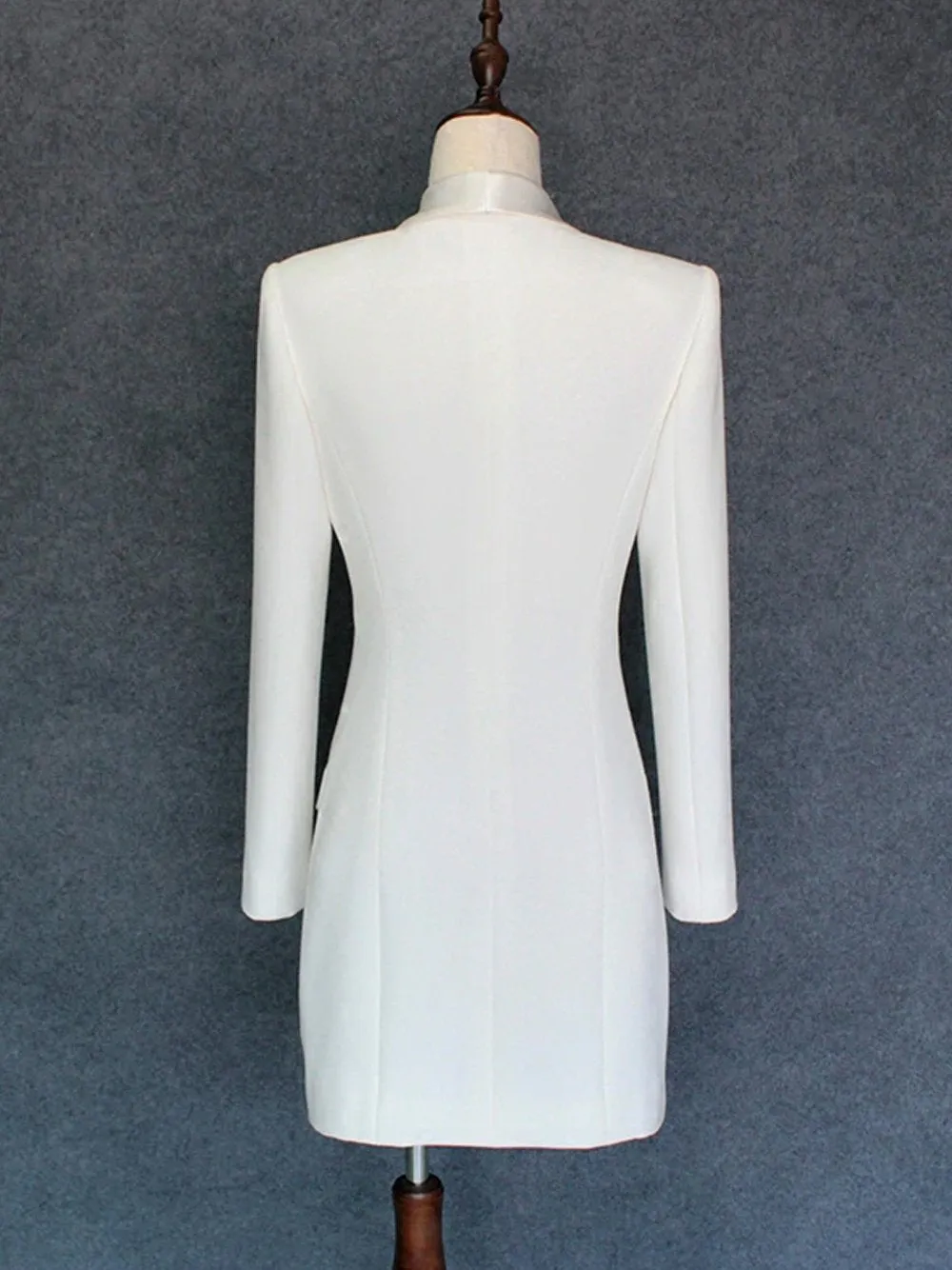Double-Breasted Blazer Dress in White