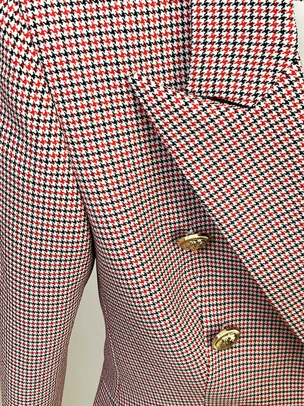 Double Breasted Houndstooth Blazer