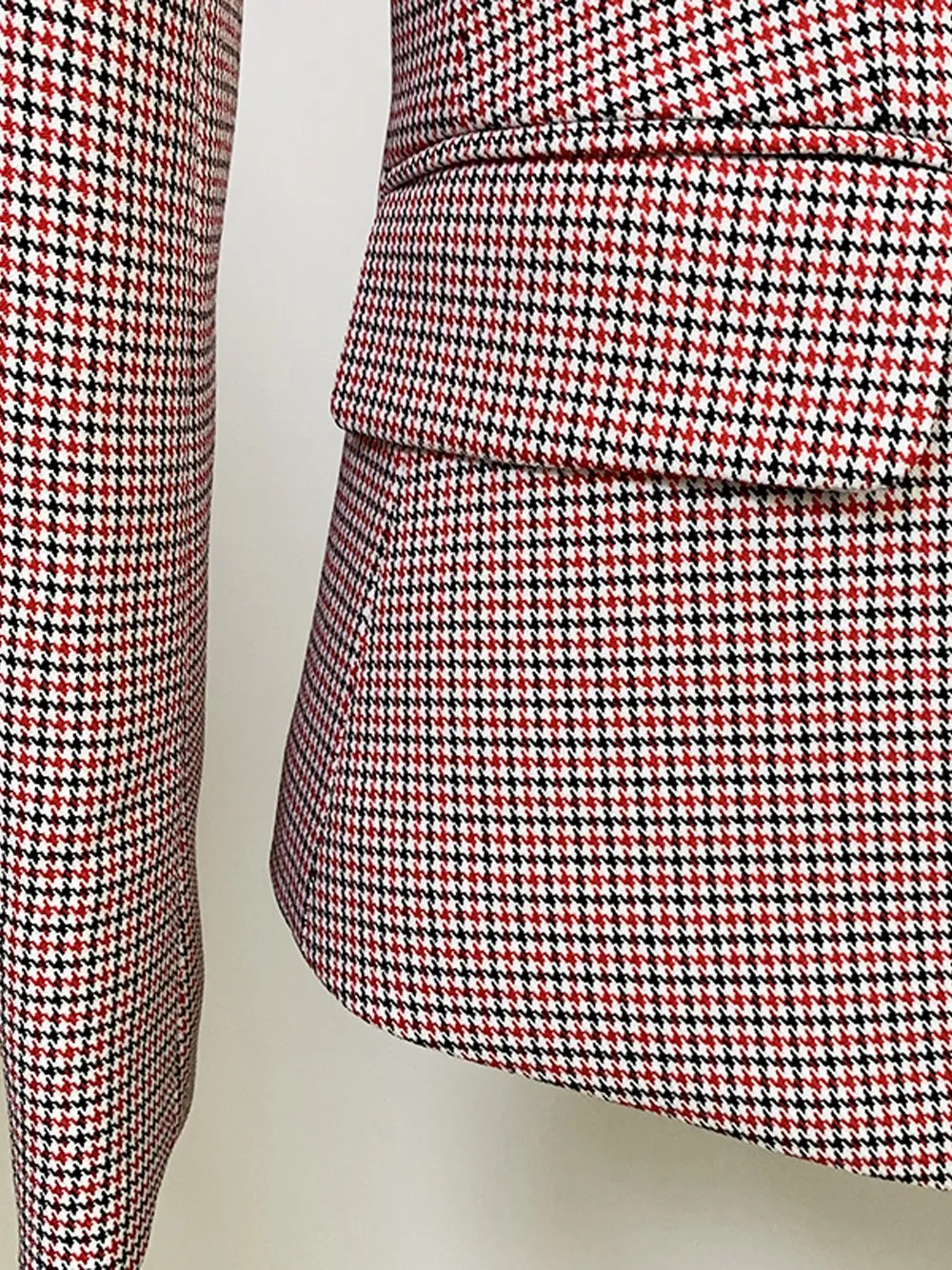 Double Breasted Houndstooth Blazer