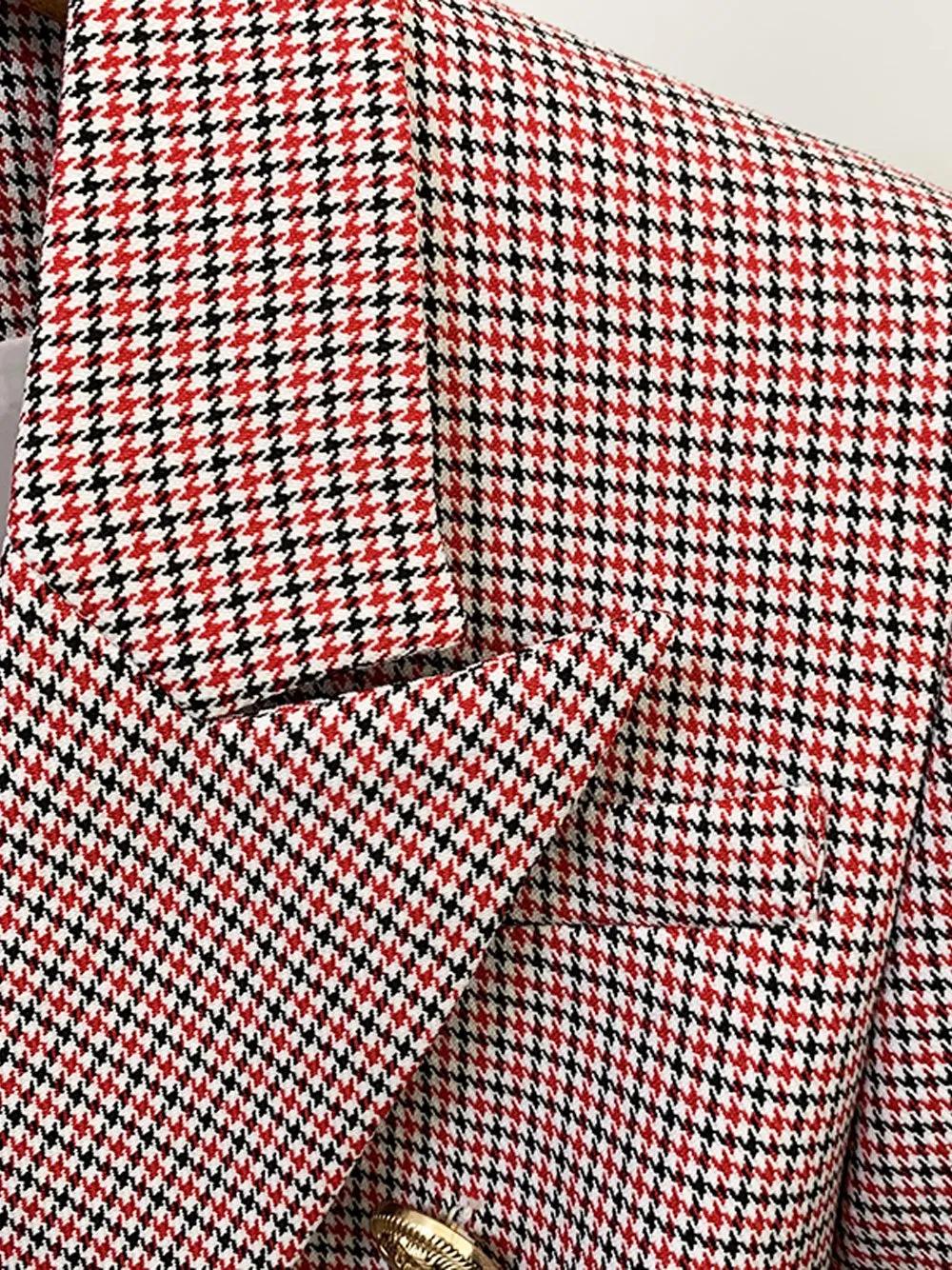 Double Breasted Houndstooth Blazer