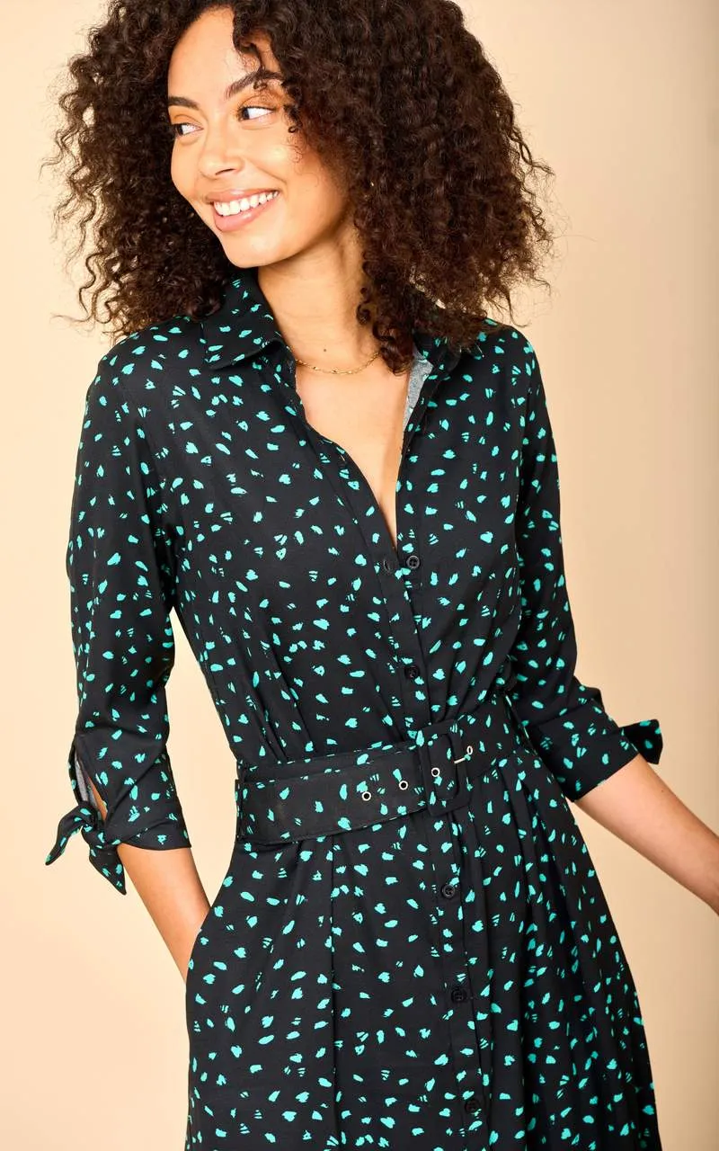 Dove Dress | Dancing Leopard | Abstract Green on Black