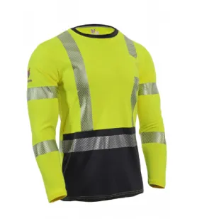 Drifire National Safety Apparel TEEY2LSHC301 Hi-Viz FR Long Sleeve Hybrid T-Shirt Class 3