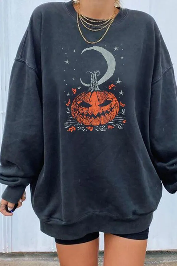 Dunnmall Casual Halloween Printed Pullover
