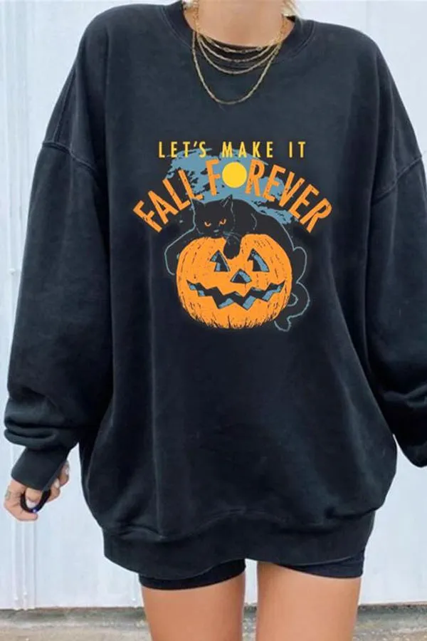 Dunnmall Casual Halloween Printed Pullover