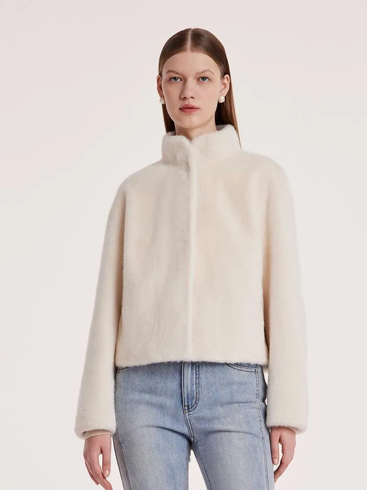 Eco-friendly Fur Stand Collar Short Coat