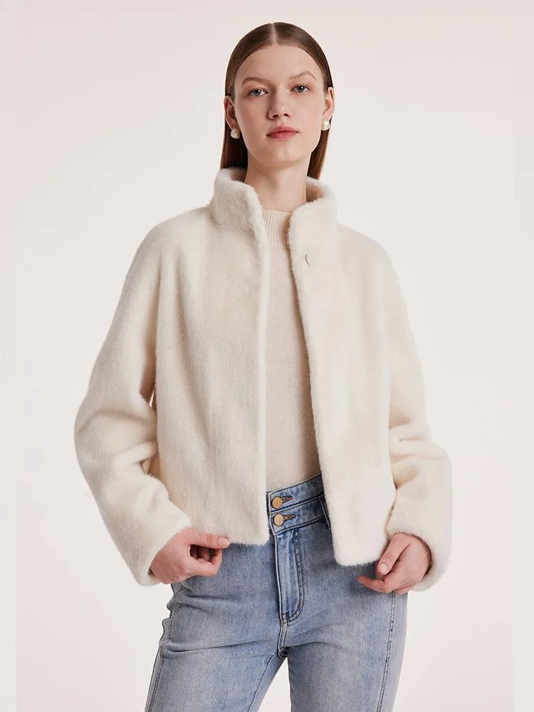 Eco-friendly Fur Stand Collar Short Coat