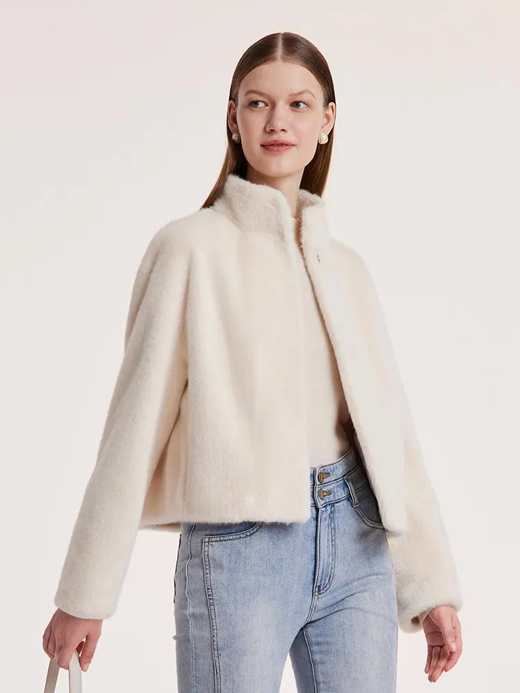 Eco-friendly Fur Stand Collar Short Coat