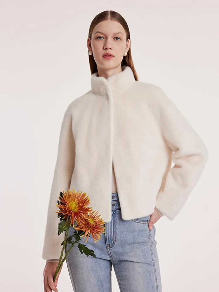 Eco-friendly Fur Stand Collar Short Coat