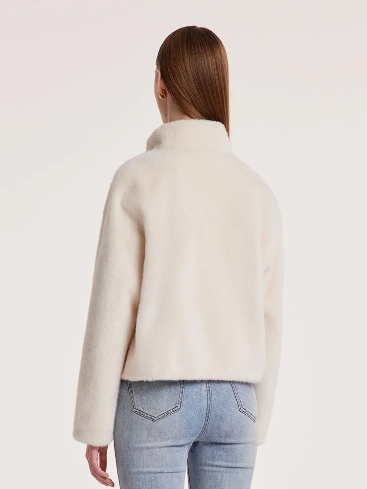 Eco-friendly Fur Stand Collar Short Coat