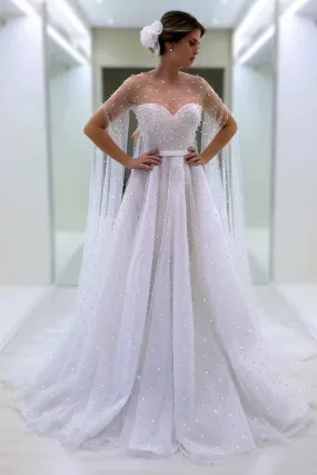 Elegant Beaded White Long Prom Dress, White Formal Dress, Long White Beaded Evening Dress A1331