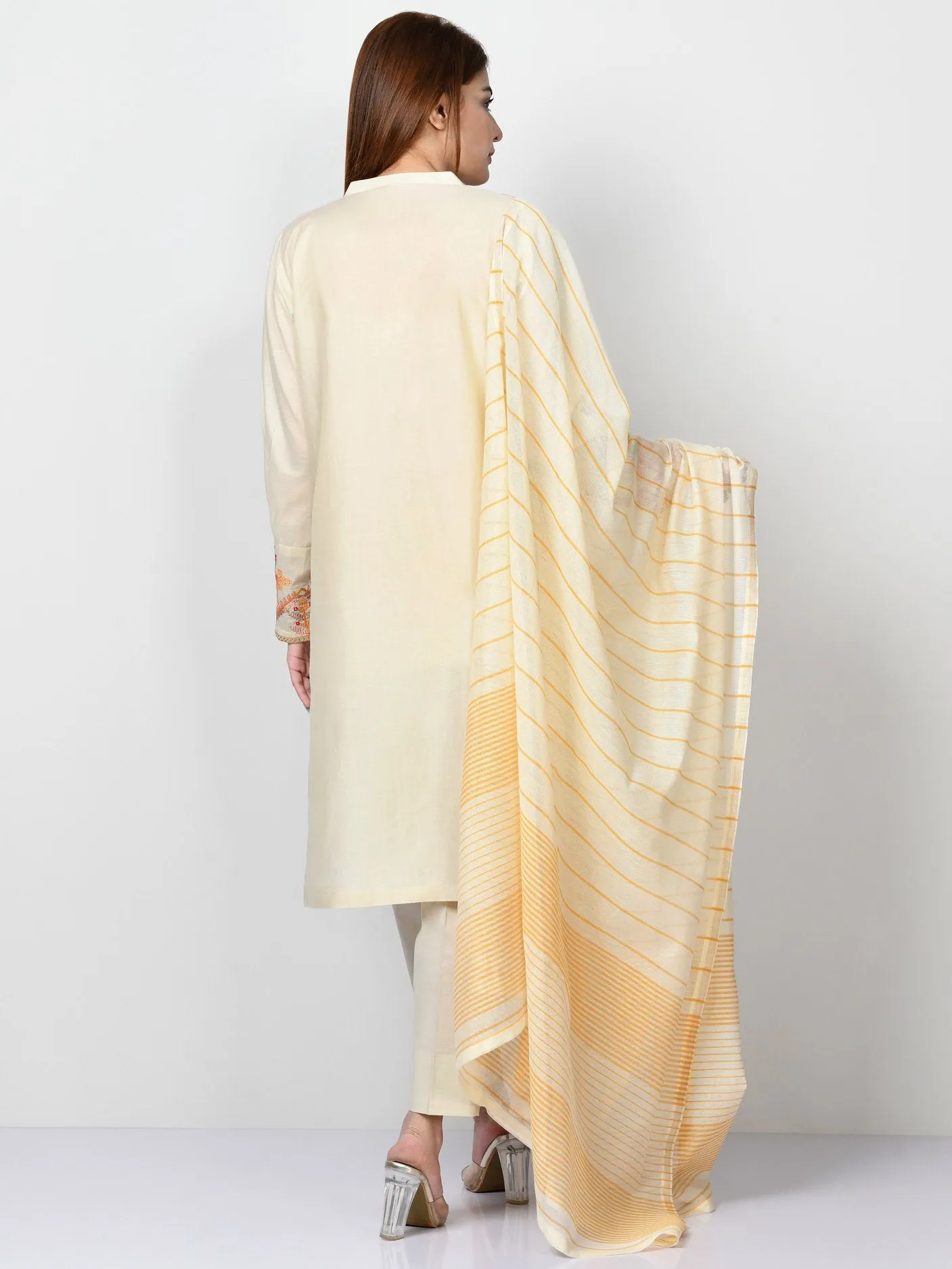Embroidered Slub Lawn Suit