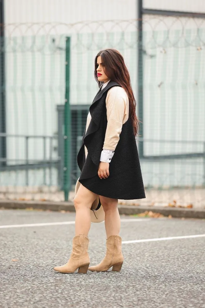 Faux Fur Drape Collar Vest