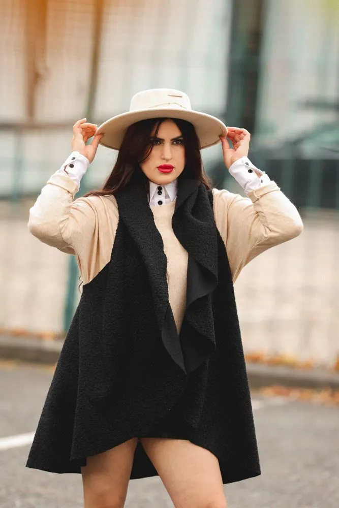 Faux Fur Drape Collar Vest
