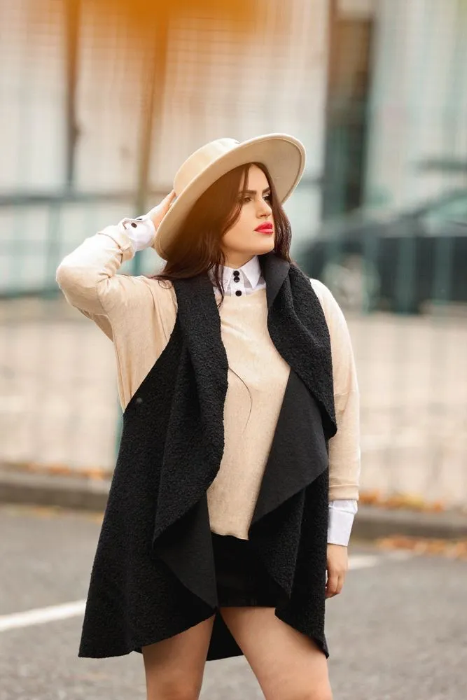 Faux Fur Drape Collar Vest