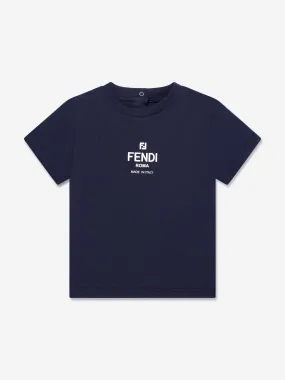 Fendi Baby Logo Print T-Shirt in Navy