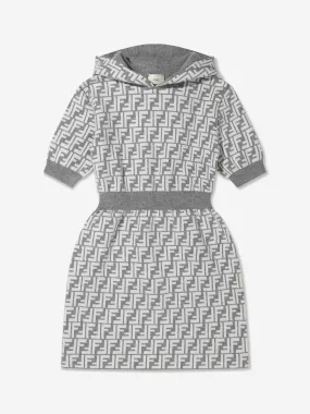 Fendi Girls Cashmere Hooded FF Dress
