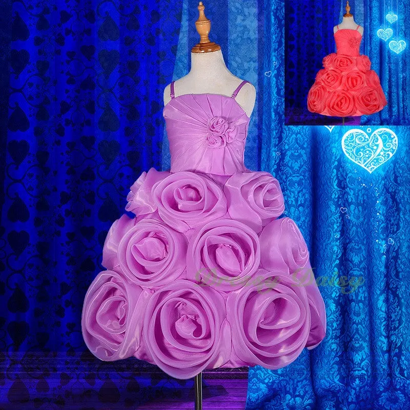 FG267 Embossed Flower Girl Wedding Pageant Party Occasion Dress Toddler Size 3-9