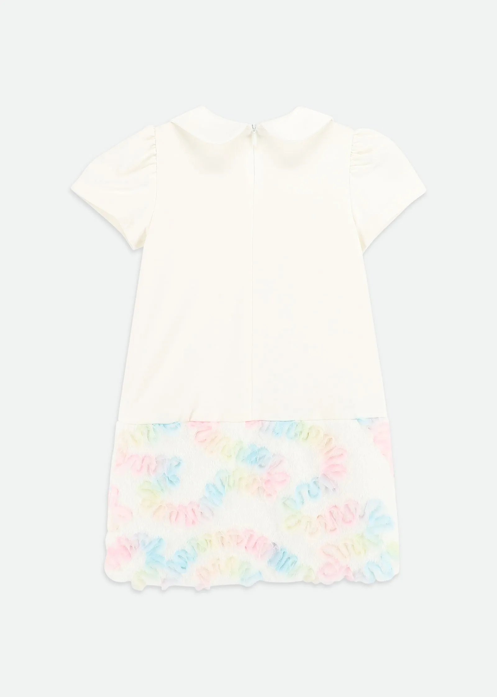 Frances Pastel Fur Trim Dress Snowdrop
