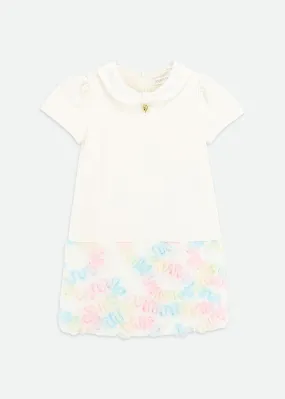 Frances Pastel Fur Trim Dress Snowdrop