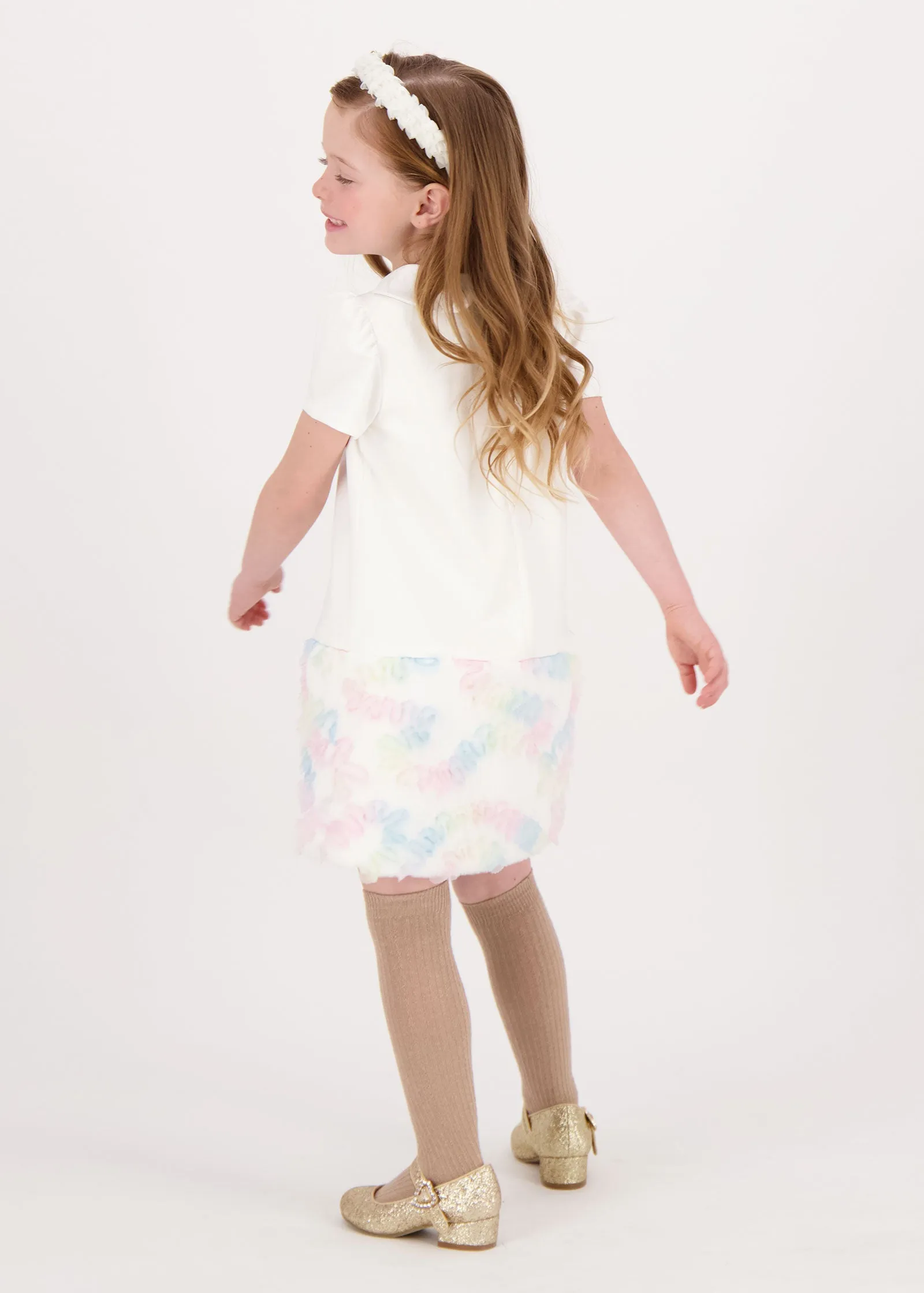 Frances Pastel Fur Trim Dress Snowdrop