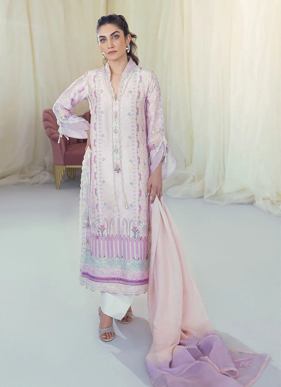 Gaia '23 - Maude Lavender Silk Shirt And Dupatta