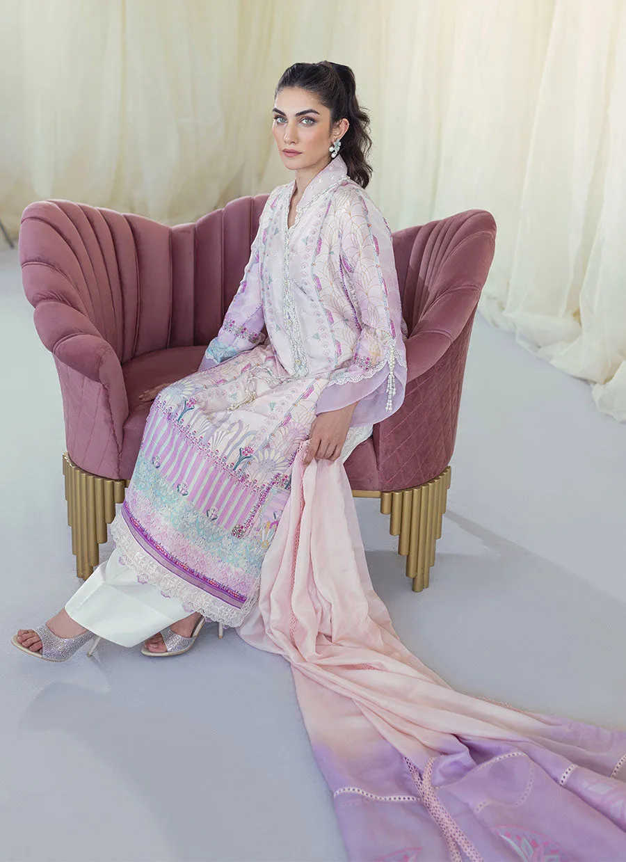 Gaia '23 - Maude Lavender Silk Shirt And Dupatta