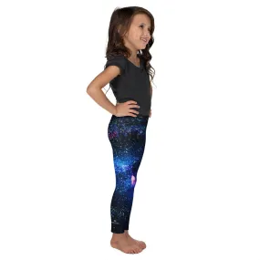 Galaxy Outer Space Girl's Tights, Space Print Premium Kid's Leggings Running Tights- Made in USA/ EU