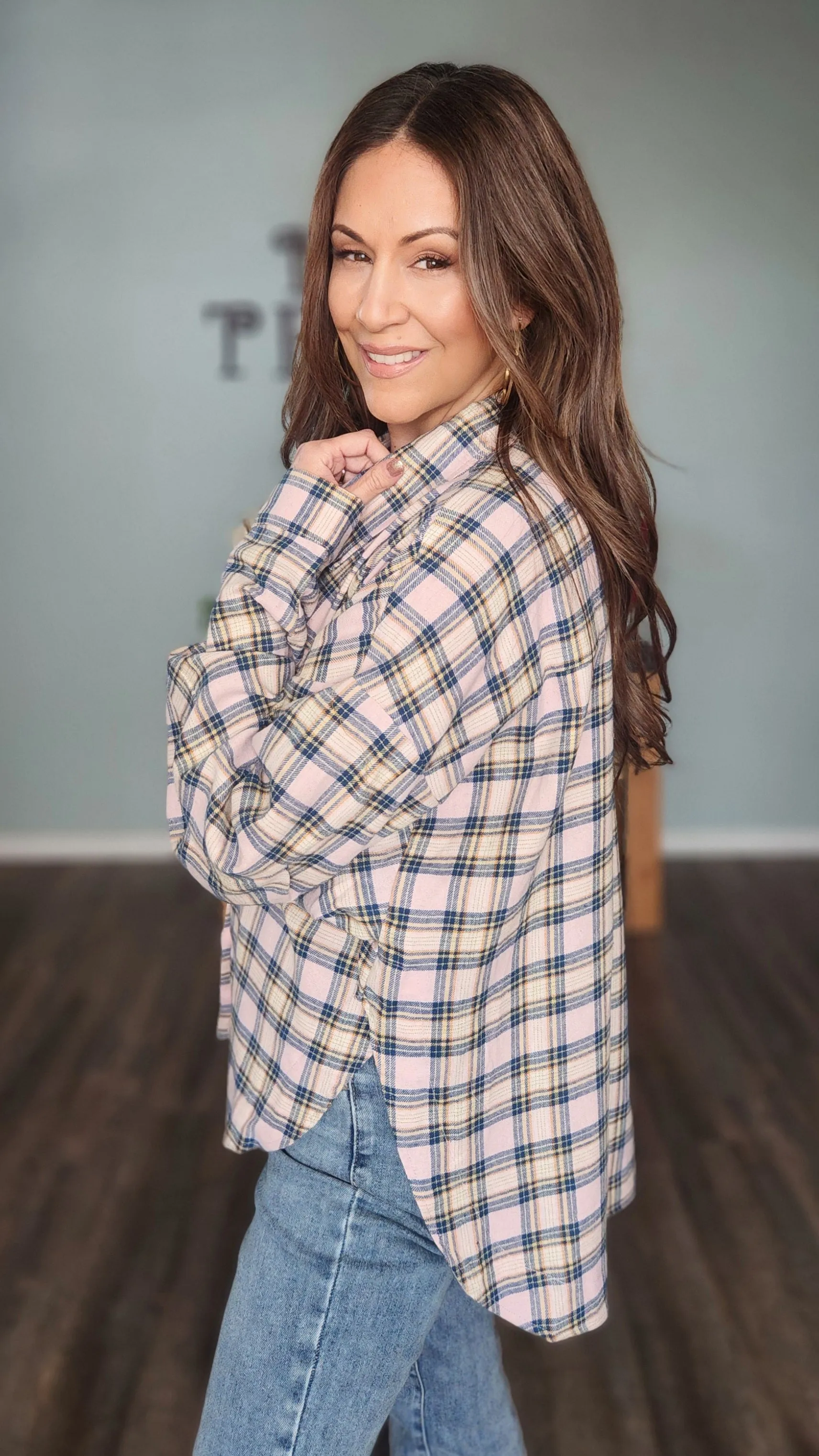 Get Cozy and Stylish Top-Pink/Blue/Cream