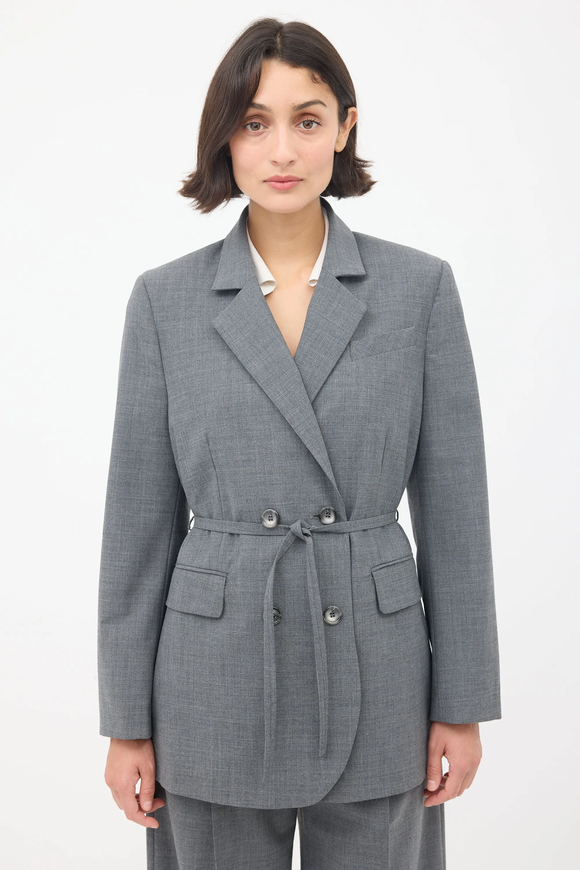 Grey Double Breasted Two Piece Suit