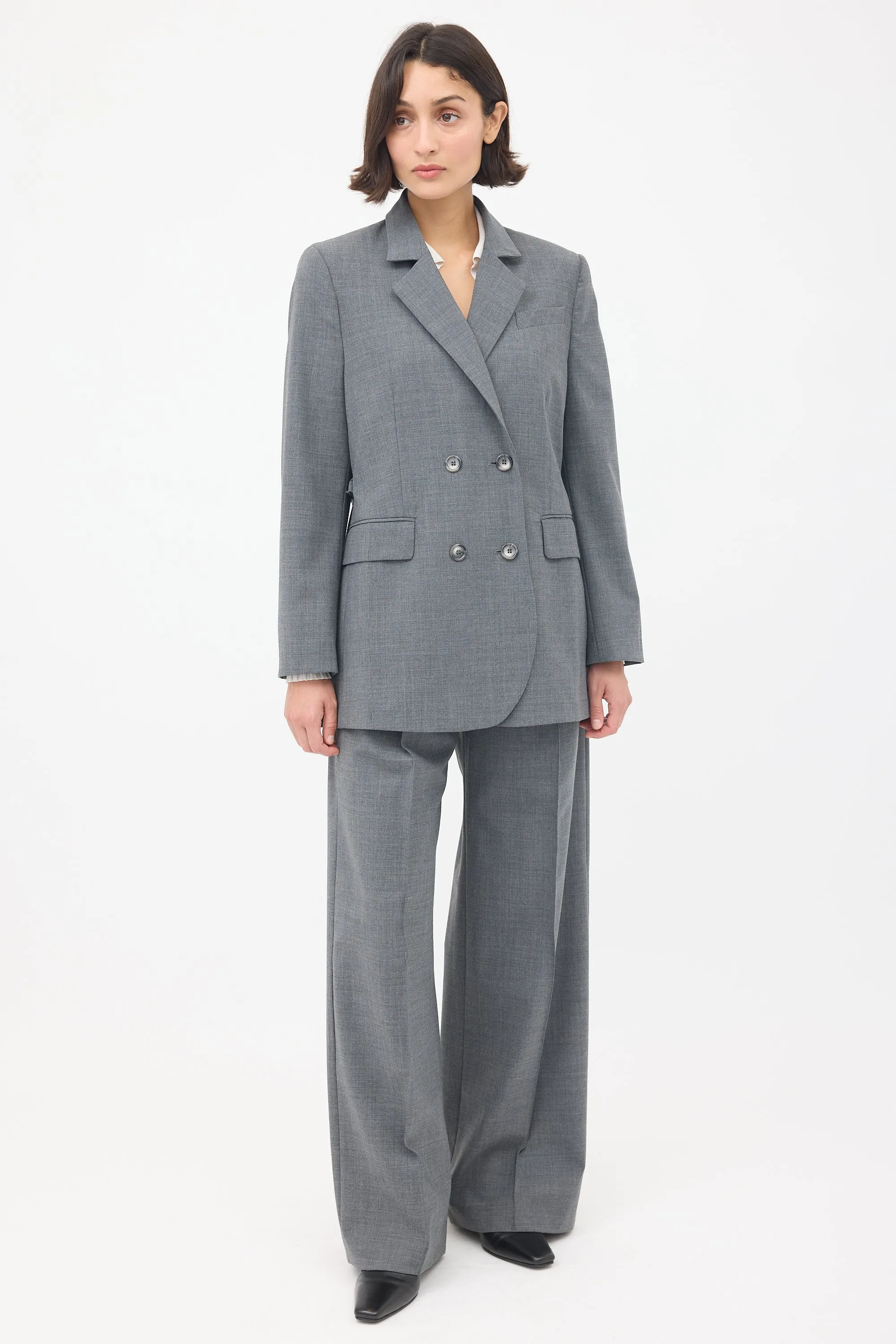 Grey Double Breasted Two Piece Suit