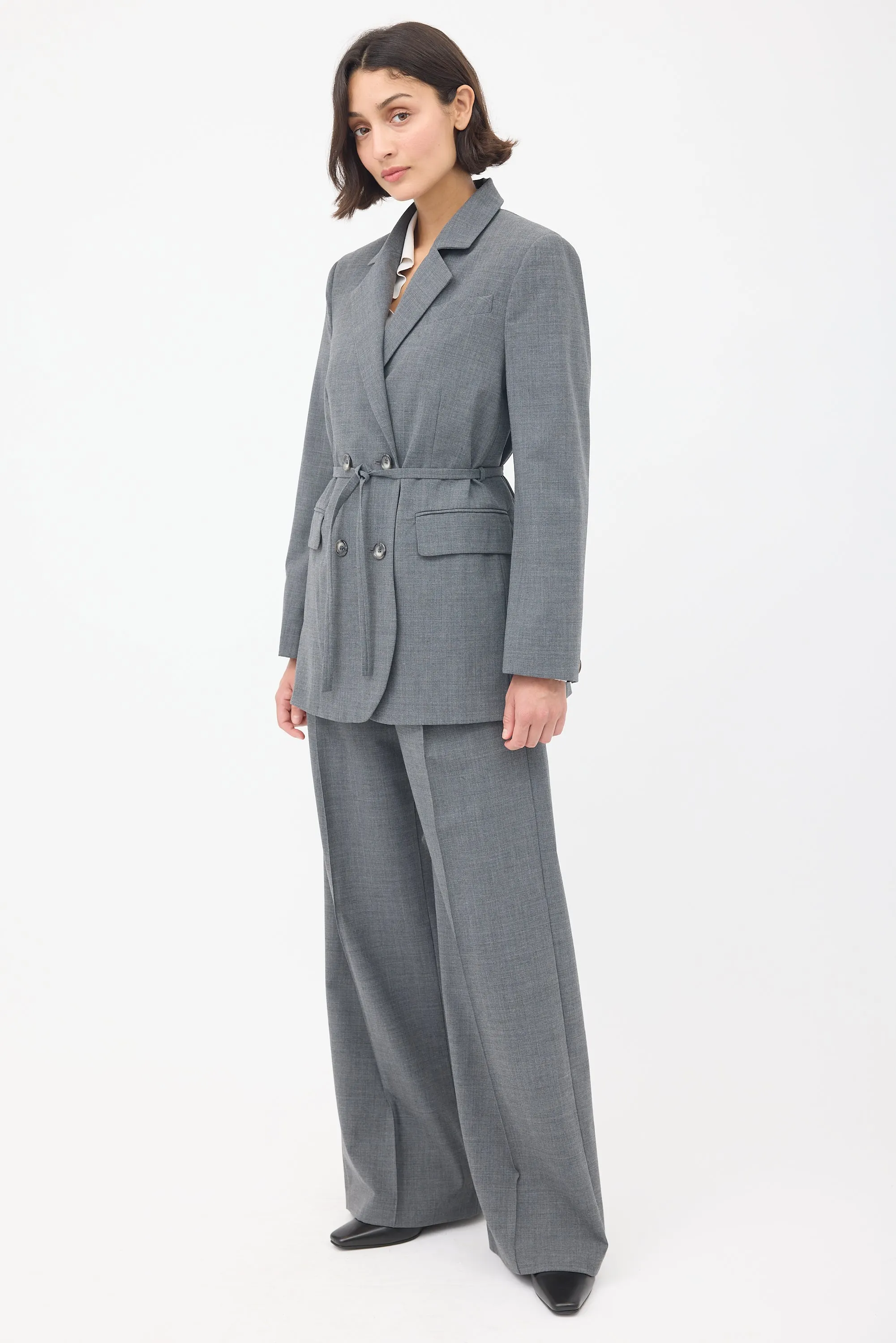 Grey Double Breasted Two Piece Suit