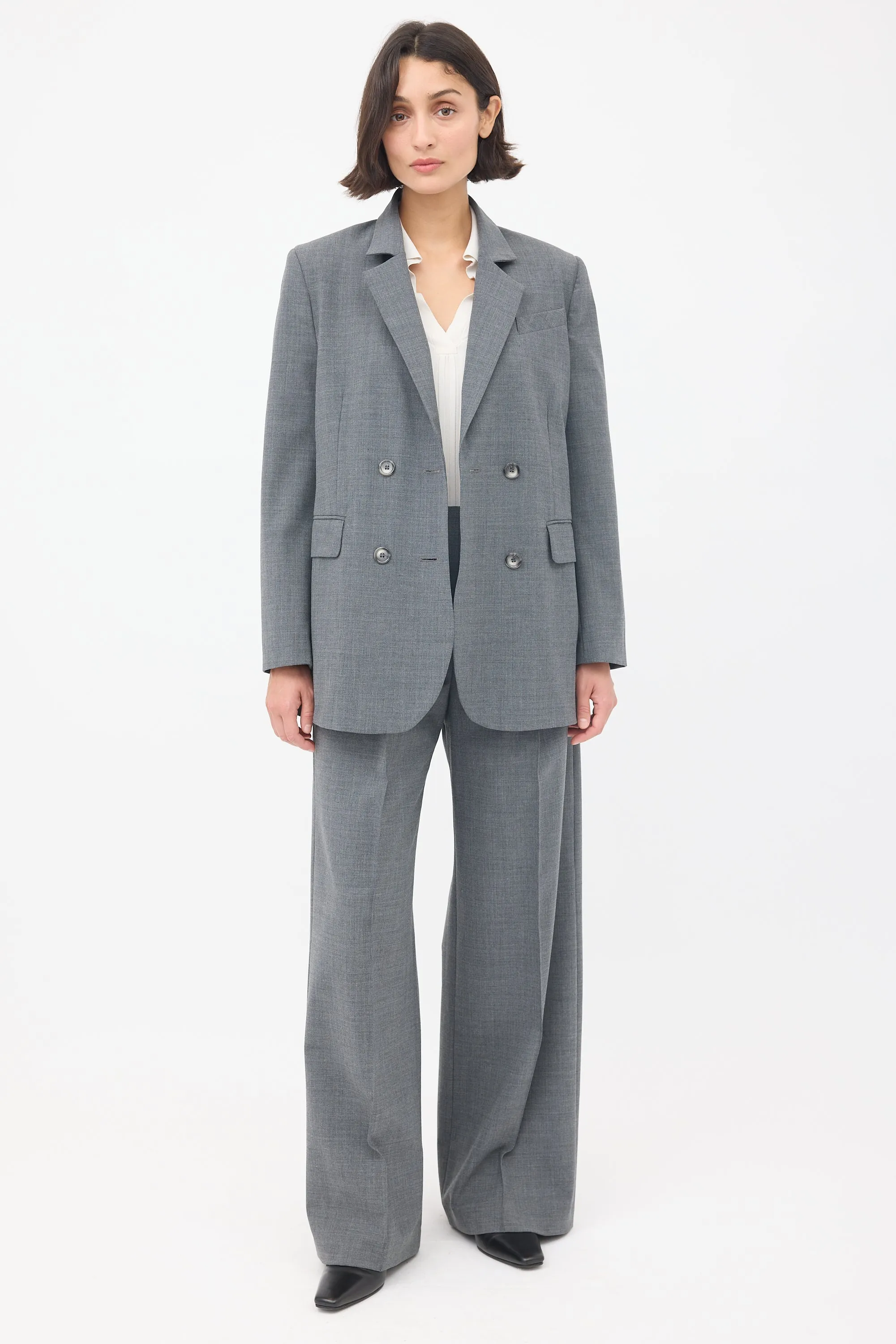 Grey Double Breasted Two Piece Suit