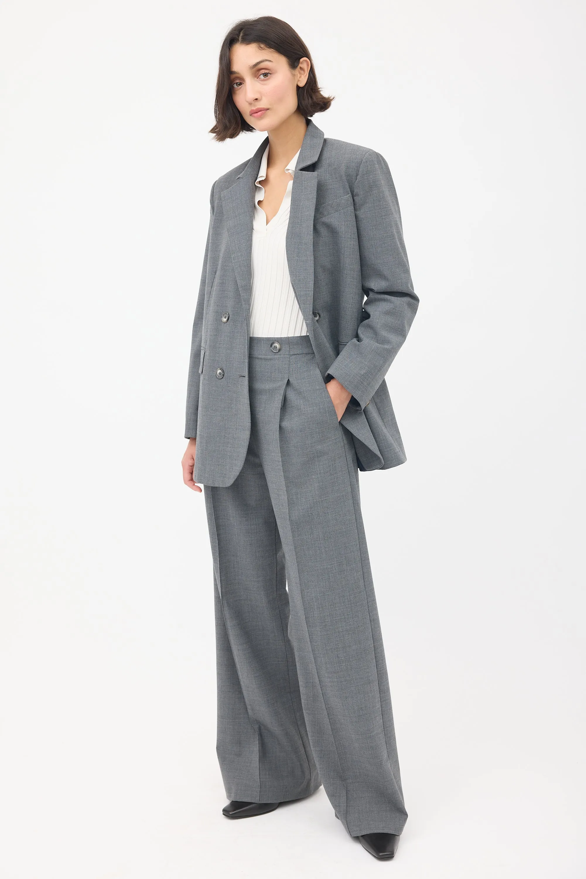 Grey Double Breasted Two Piece Suit