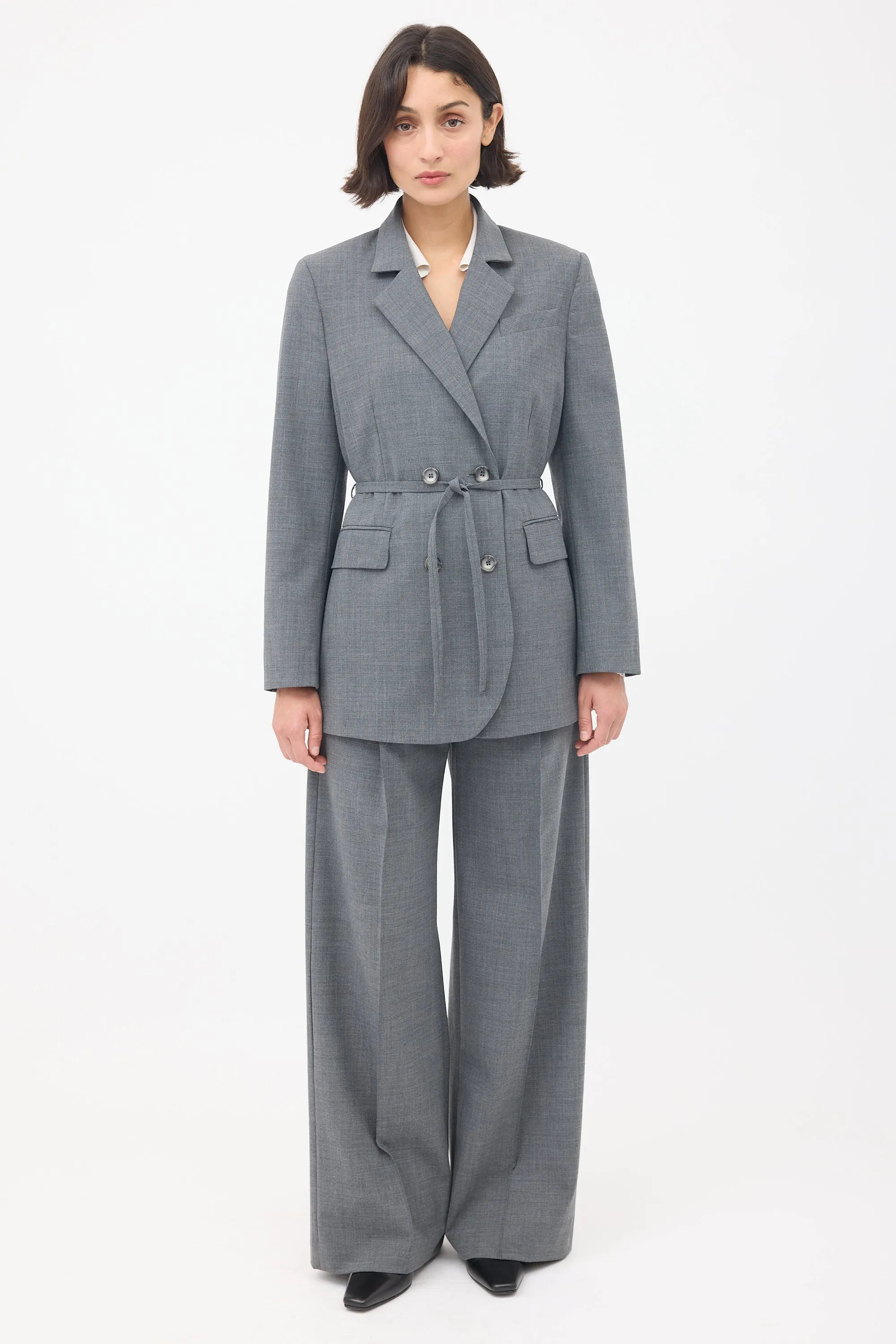 Grey Double Breasted Two Piece Suit
