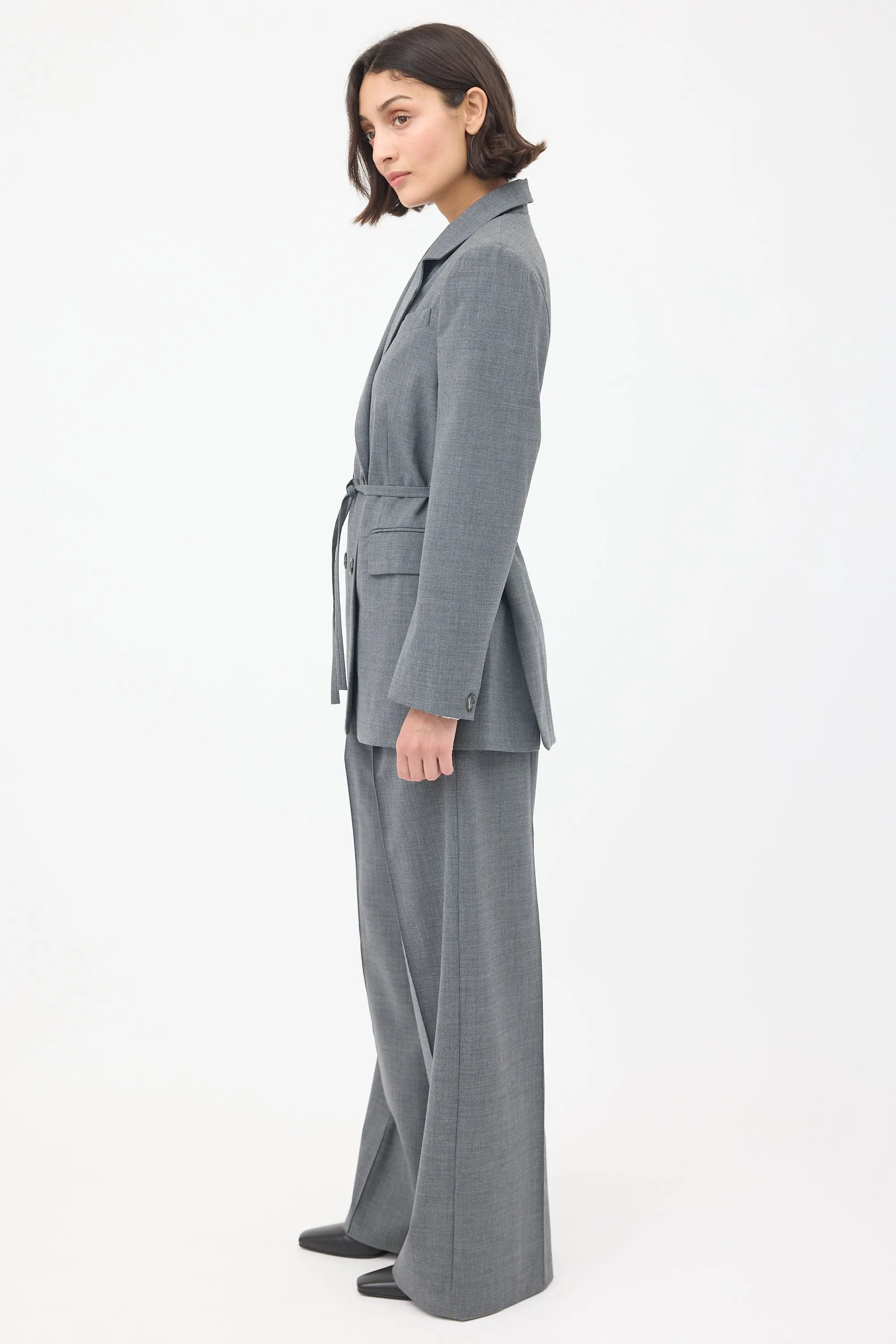 Grey Double Breasted Two Piece Suit