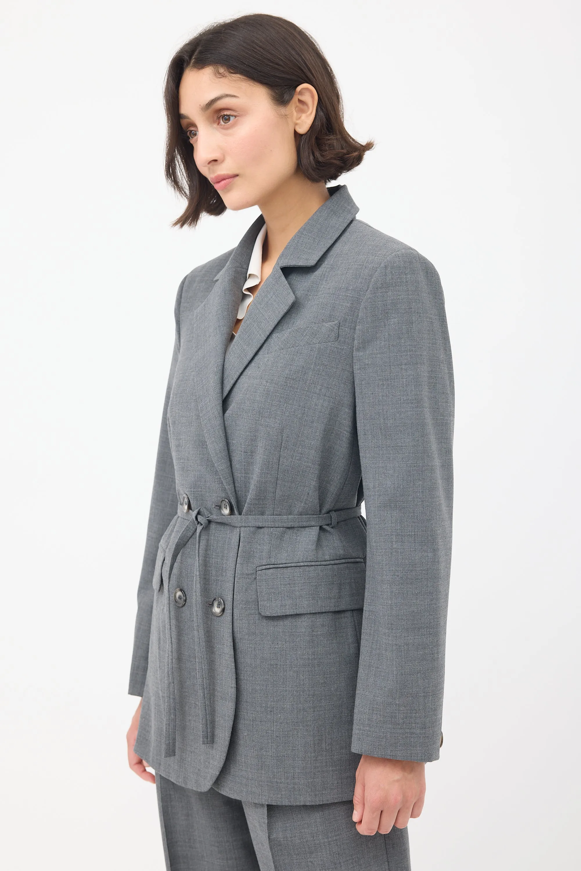 Grey Double Breasted Two Piece Suit