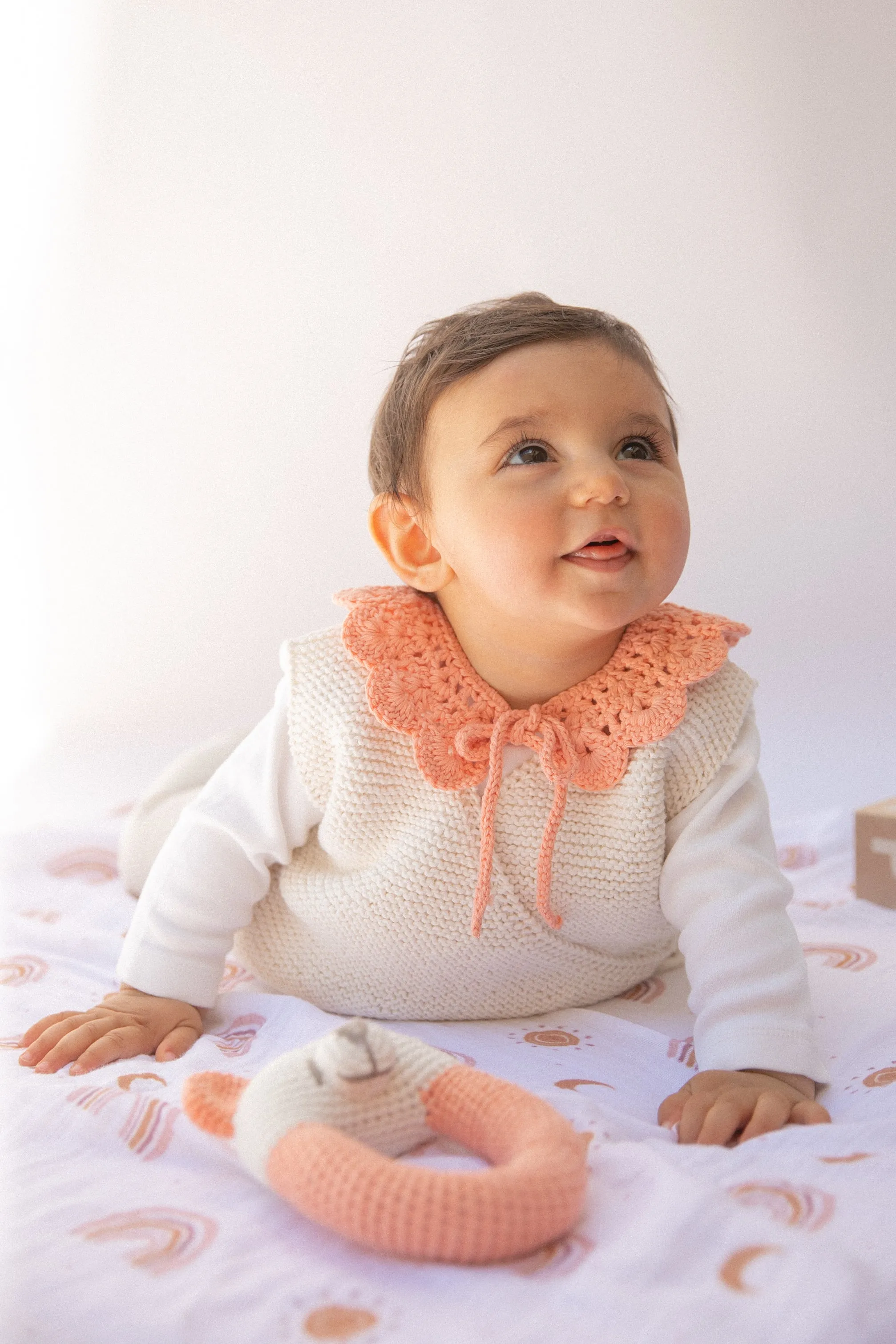 Handknitted Collar | Peach | Made with Organic Cotton Yarn