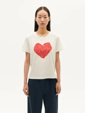 Heart Ida T-Shirt in White by Thinking Mu
