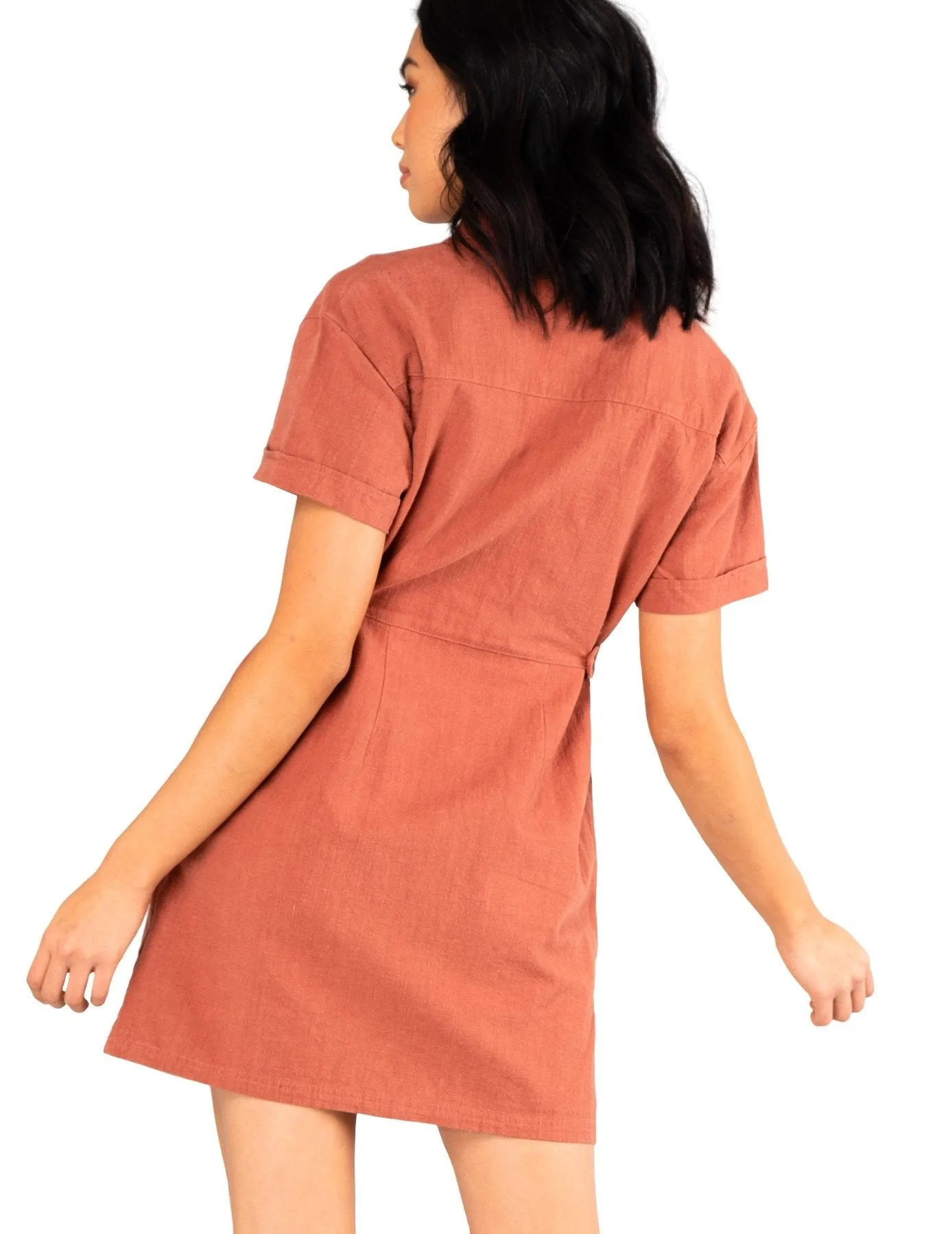 Heartbreaker Button Up Dress - Terracotta