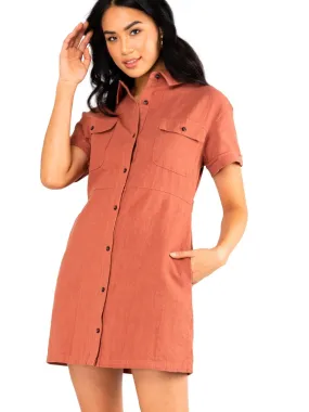 Heartbreaker Button Up Dress - Terracotta