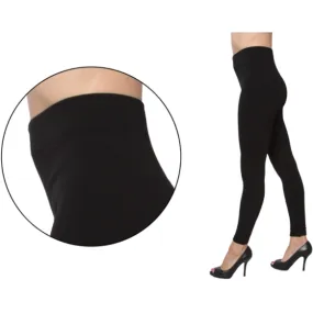 Heavy Seamless Leggings with Brushed Lining With Size Option Black