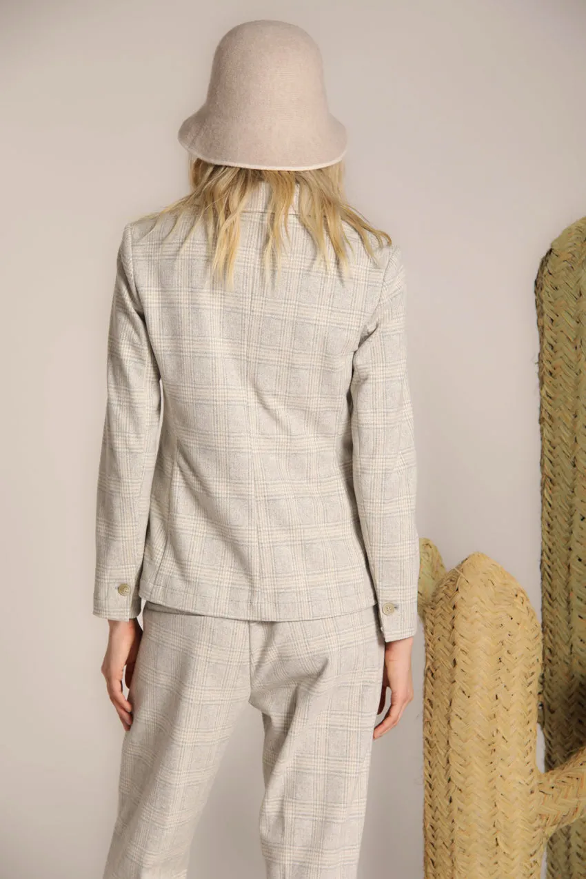 Helena blazer donna in jersey con fantasia galles