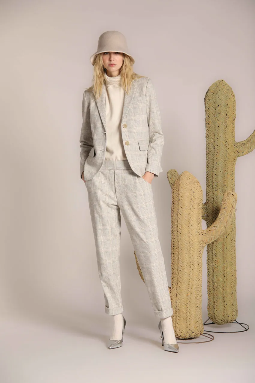 Helena blazer donna in jersey con fantasia galles