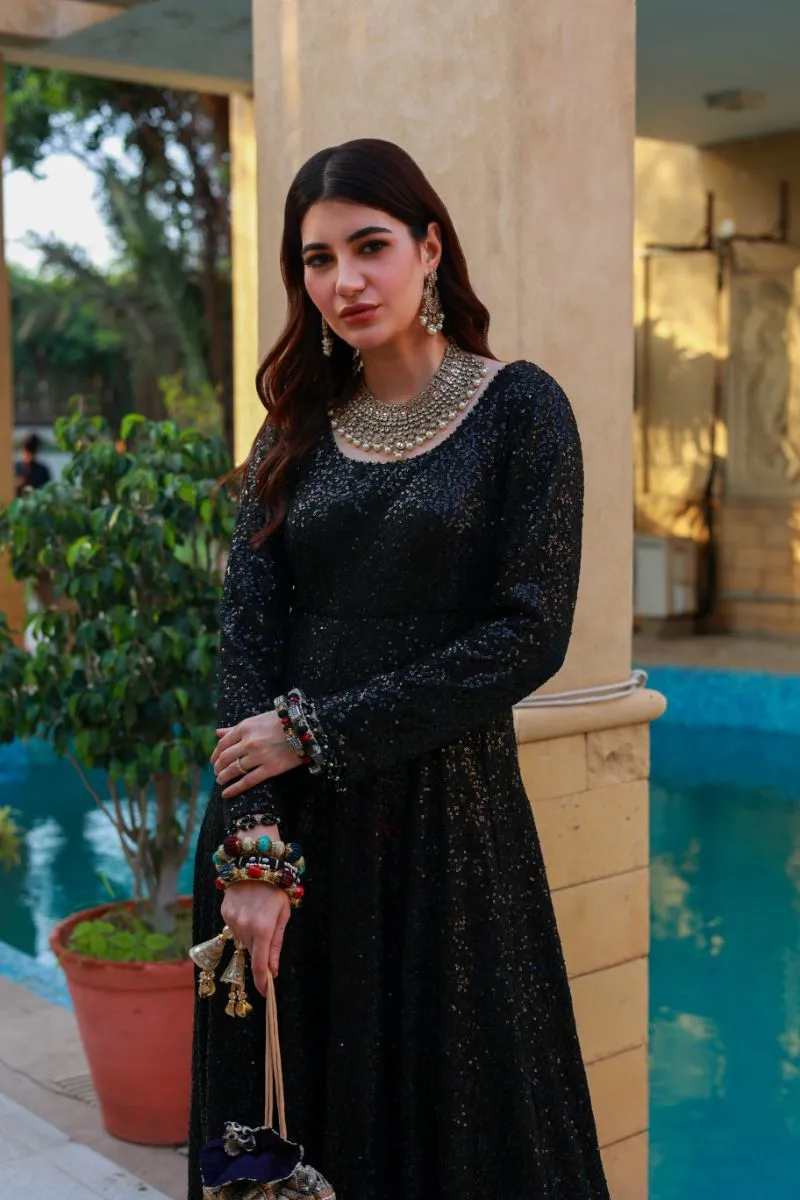 Huma Adnan - Kiara - Black - Net & Organza - 2 Piece