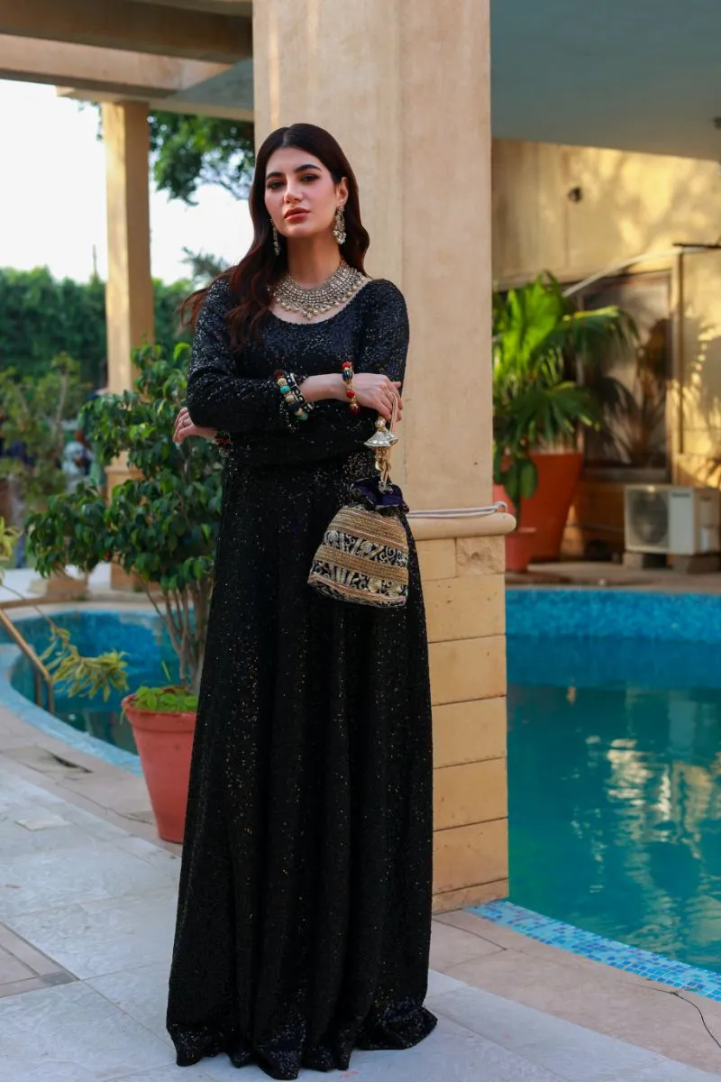 Huma Adnan - Kiara - Black - Net & Organza - 2 Piece