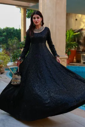 Huma Adnan - Kiara - Black - Net & Organza - 2 Piece