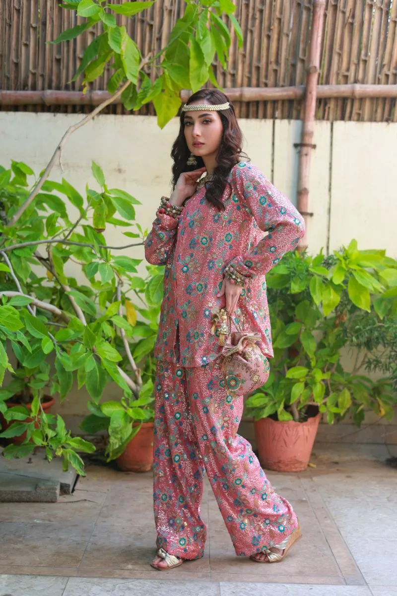 Huma Adnan - Meher - Pink - Chiffon - 2 Piece