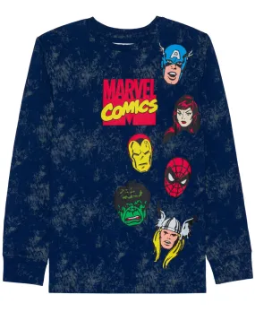 Hybrid Big Boys Marvel Long Sleeve Crewneck Graphic T-shirt