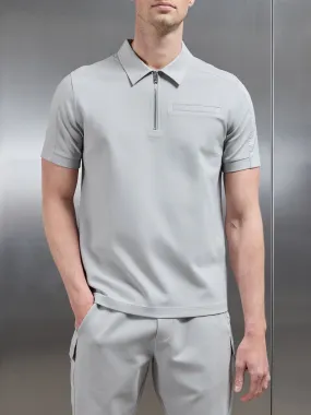 Hybrid Cargo Zip Polo Shirt in Stone