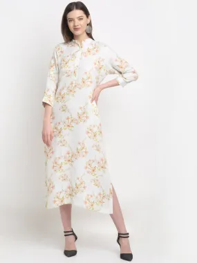 Ivory Hemp Print Shirt Dress